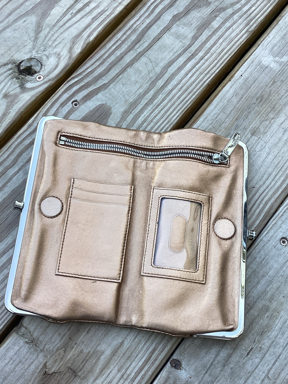 HOBO Metallic Rose Gold Frame Wallet - Picture 2 of 6